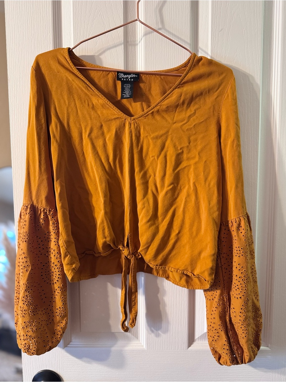 Wrangler Retro Eyelet Tie-Front Blouse